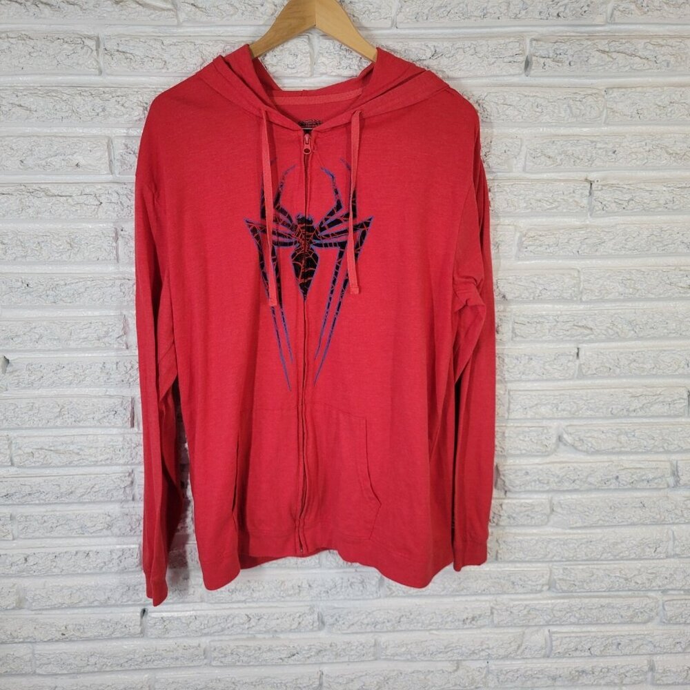 Marvel Spider-Man Women's 2XL Plus Hoodie Red Full Zip Cotton Blend NOV103XE